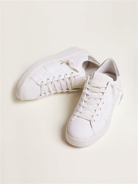 Golden Goose PURESTAR sneakers with glittery silver heel tab .